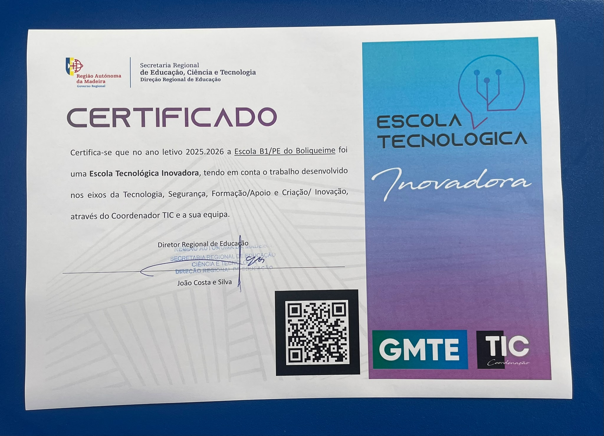Certificado de Escola Tecnológica Inovadora 2025/2026